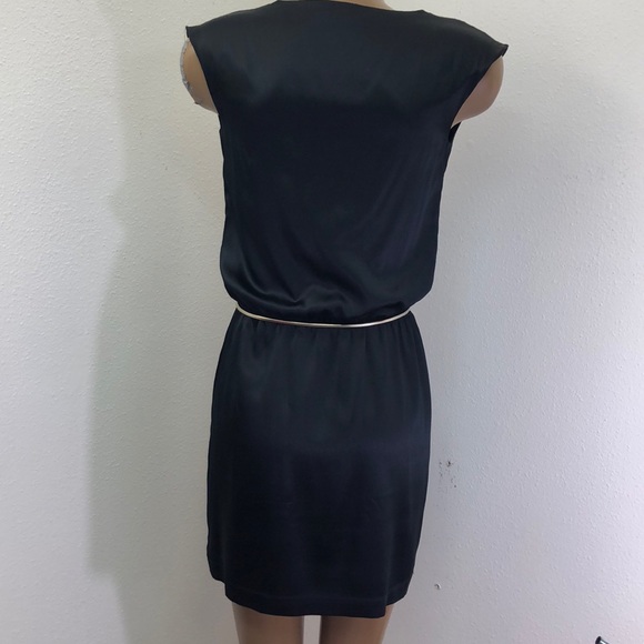 Silky Jewel Neckline Mini Black Dress  XXS - Picture 5 of 8